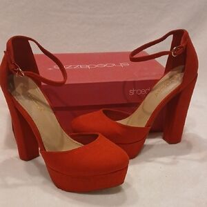 Shoe Dazzle Bold Red Ankle Strap Heels